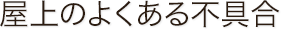 屋上のよくある不具合